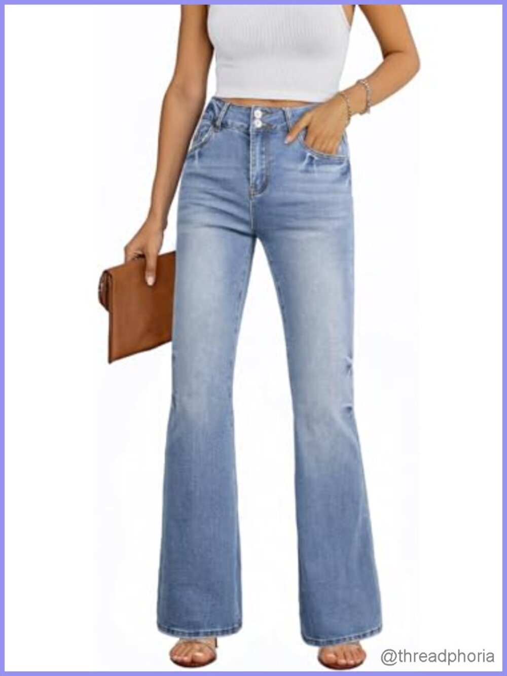 Womens Flare Bell Bottom Jeans High Waisted Wide Leg Bootcut Stretchy Denim